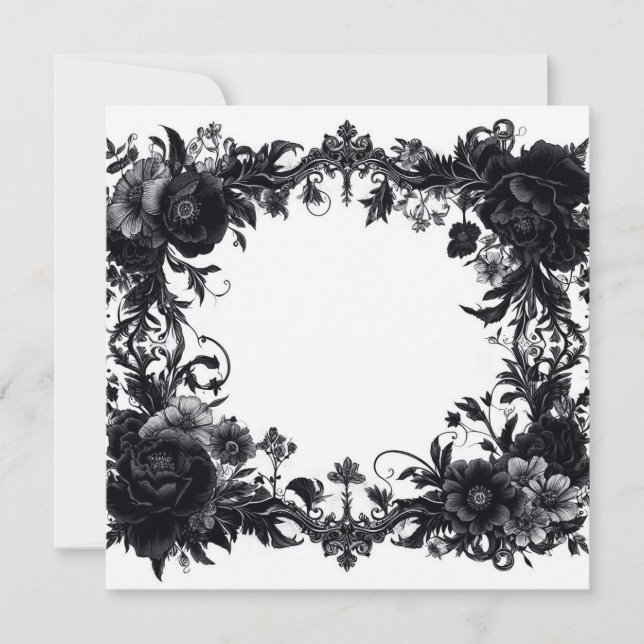 Carte blanche personnalisée - Modèle noir et blanc (Devant)