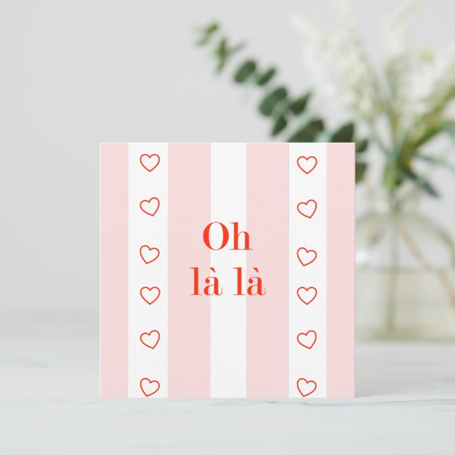 Carte blanche Pink Stripe Oh La La (Debout devant)
