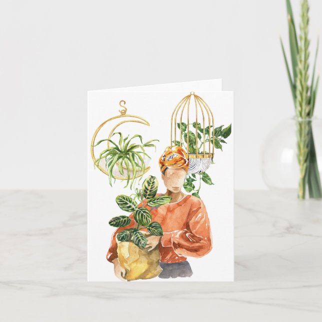 Carte blanche pour femme noire Plante (Devant)