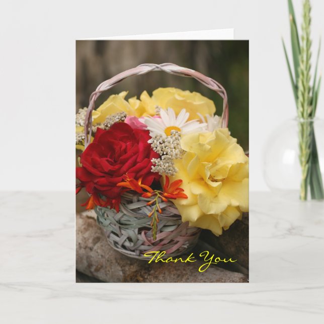 Carte blanche rose Merci Bouquet (Devant)