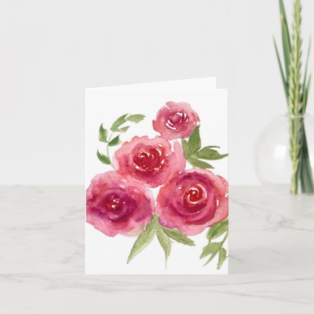 Carte blanche Roses rouges (Devant)