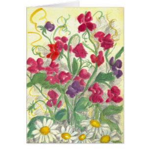 Carte blanche rouge à fleurs de pois doux