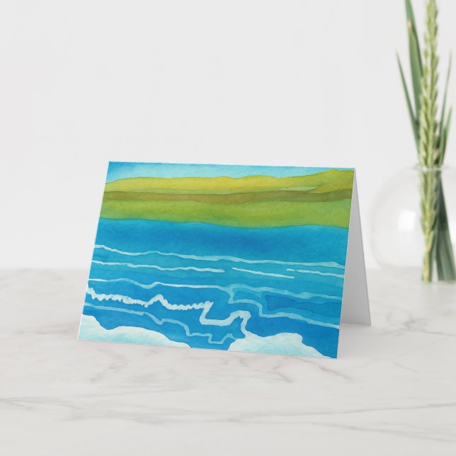 Carte blanche Sunrise Sunset Ocean Scene Watercolo (Devant)