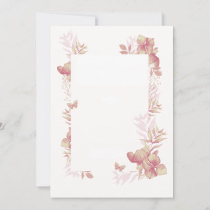 Carte blanche - teintes roses motif floral et papi