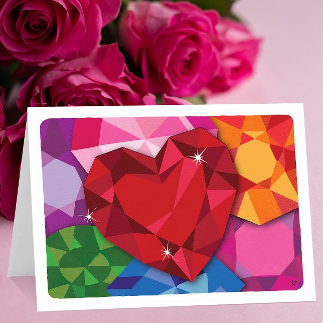 Carte blanche Valentine Heart and Gemstones (Créateur téléchargé)