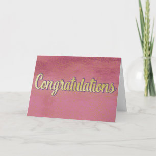 Carte Blank Félicitations Pink and Gold