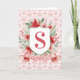 Carte Blason de vacances grandmillennial Monogramme de