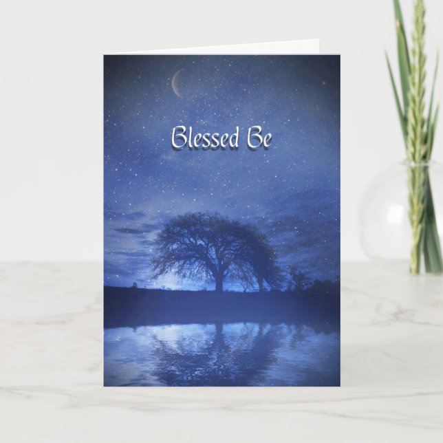 Carte Blessed Be Happy Birthday Oak Tree and Moon (Devant)