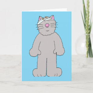 Carte Blessure à la tête se bien bientôt Cartoon Chat