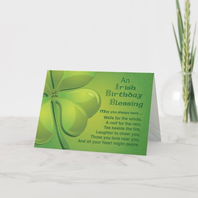 Carte Blessures d'anniversaire irlandais, Shamrock celti (Devant)