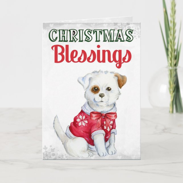 Carte Blessures de Noël du chien mignon (Devant)