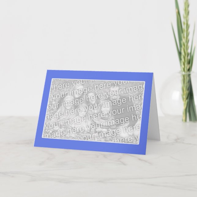 Carte Bleu avec photo de bordure blanche (Devant)