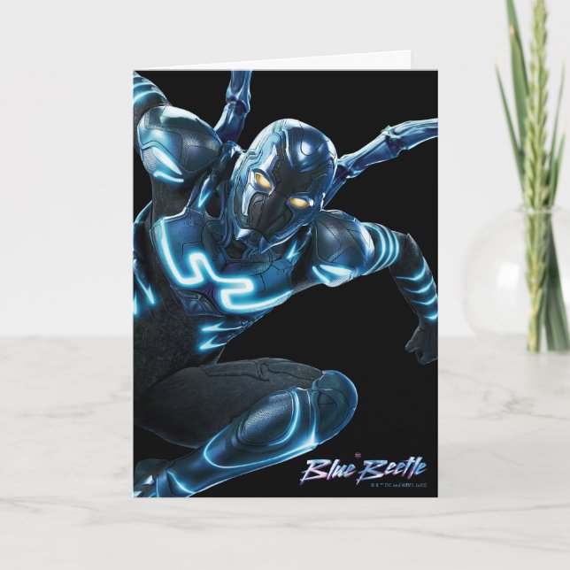 Carte Bleu Beetle Leaping Caractère Art (Devant)