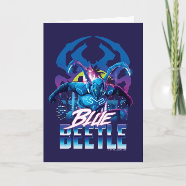 Carte Bleu Beetle Rétrowave Ville coucher du soleil (Devant)