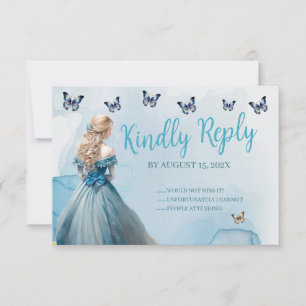 Carte Bleu Beurre d'or Princesse Quinceañera RSVP