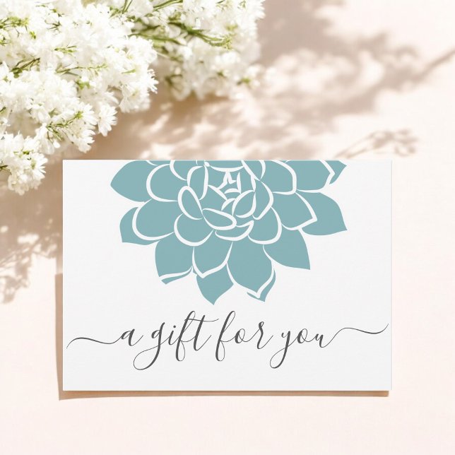 Carte Bleu blanc floral certificat cadeau client (Créateur téléchargé)