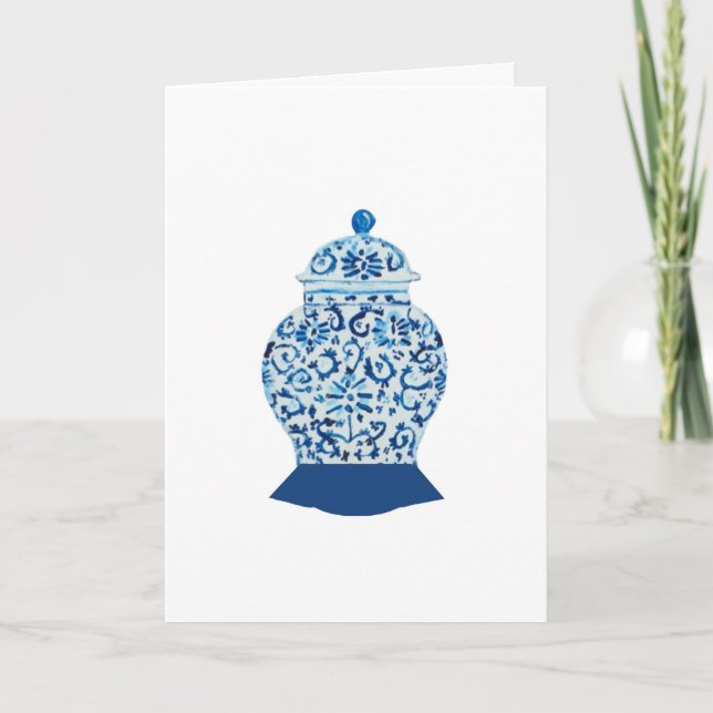 Carte Bleu Blanc Ginger Jar Salutation (Devant)