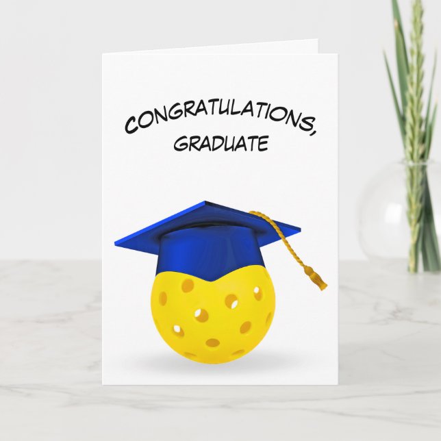 Carte Bleu Bleu Baptère de Graduation sur un Pickleball (Devant)