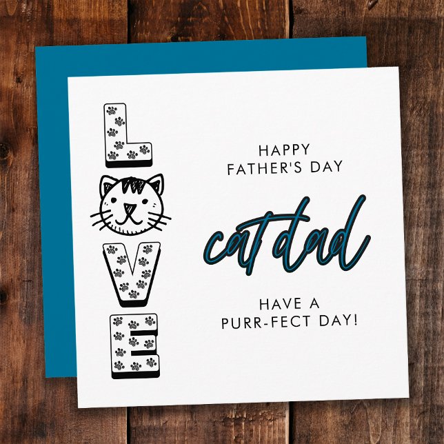 Carte Bleu Bonne Fête des pères De La Purrfect Chat (Créateur téléchargé)
