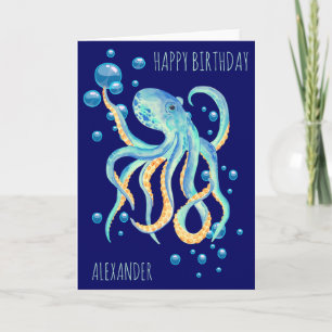 Carte Bleu bulle de mer profonde Anniversaire