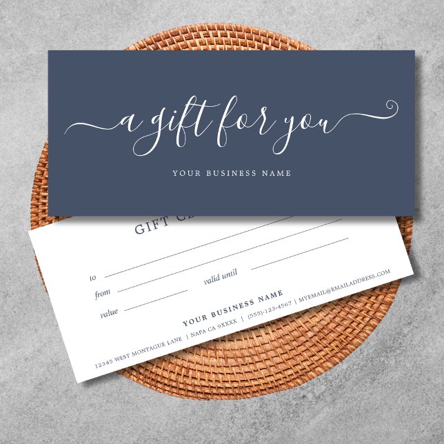 Carte Bleu Business Certificat Cadeau Élégant Simple (Blue Business Gift Certificates)