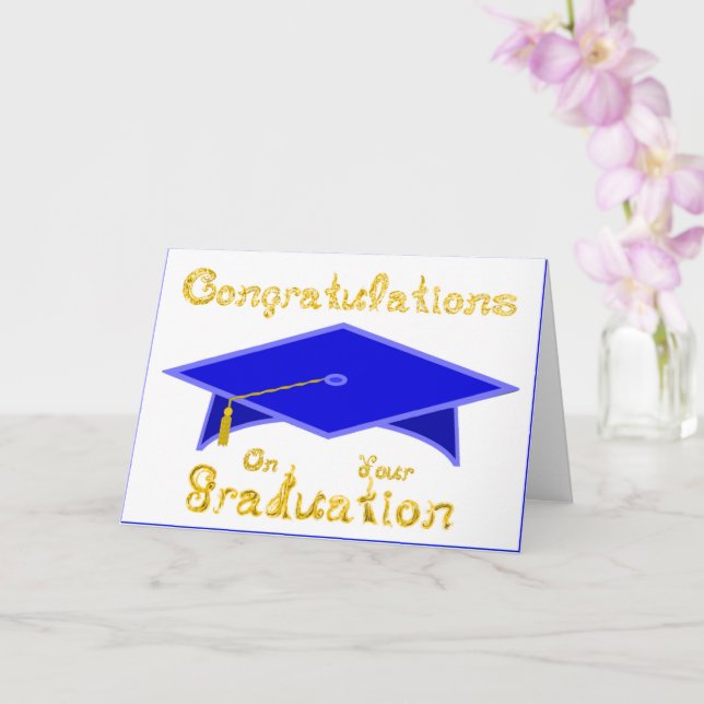 Carte Bleu Cap de Graduation Casquette ou (Orchidée)