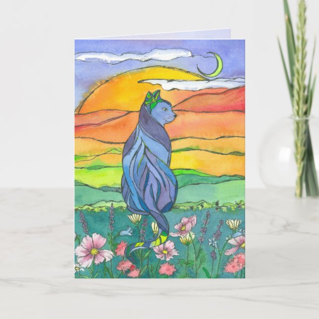 Carte Bleu Chat Joyeux anniversaire (Devant)