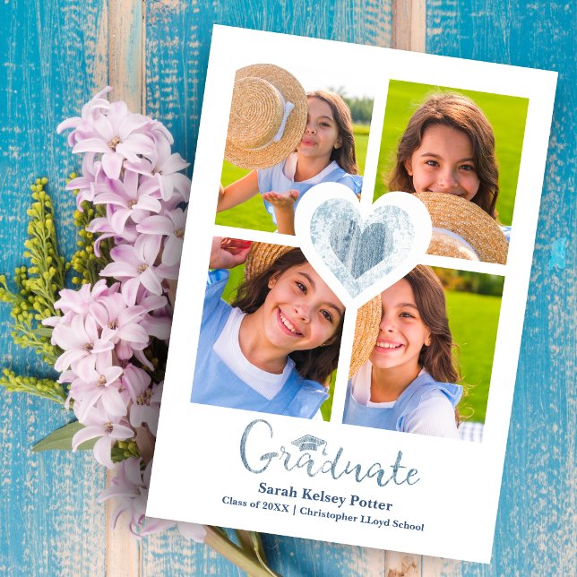 Carte Bleu Coeur tendance Tous les diplômes 4 Photos (Créateur téléchargé)