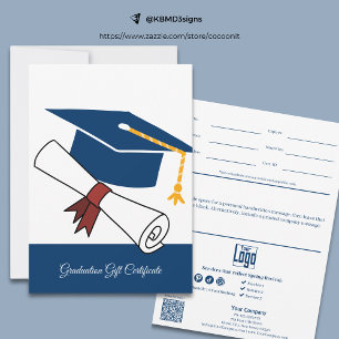 Carte Bleu commercial Certificat cadeau de diplôme blanc