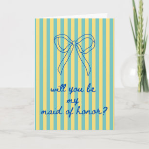 Carte Bleu Cursif + Demoiselle d'Honneur Aqua et Jaune
