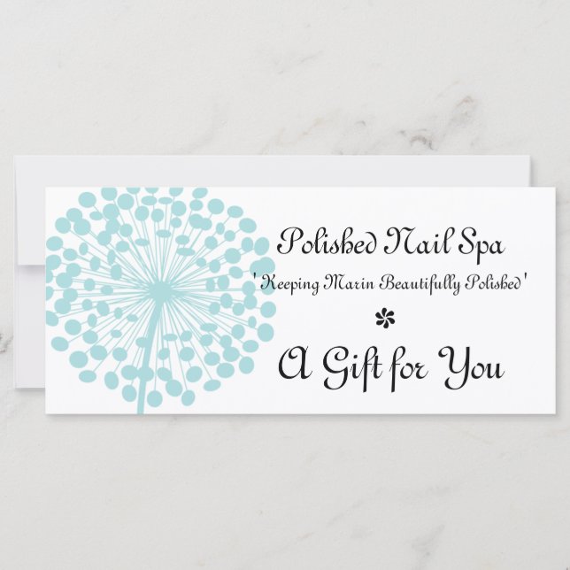Carte Bleu Dandelion Fleur Certificat cadeau (Devant)