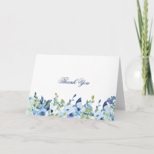 Carte Bleu Duché Floral Élégant Merci plié