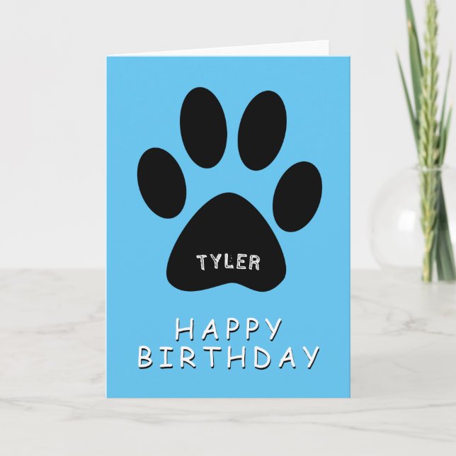 Carte Bleu Empreinte de patte Bleu Joyeux Anniversaire (Devant)