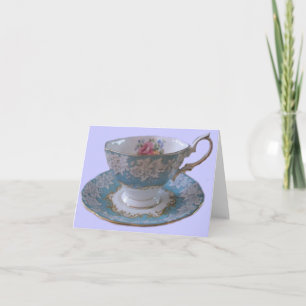 Carte Bleu et Blanc Tea Cup et Saucer Note