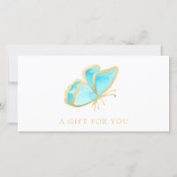 Bleu et Gold Butterfly Salon Certificat cadeau