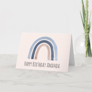Carte Bleu et Pêche Arc-en-ciel Design Boho Anniversaire