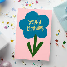 Bleu et rose Fleur moderne mignonne Joyeux anniver