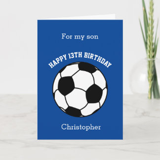 Carte Bleu Football Joyeux 13e Anniversaire Fils