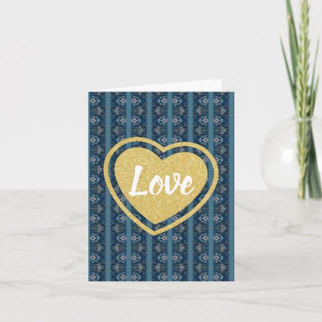 Carte Bleu Gravé & Or LOVE par la poète Adiela Ako (Devant)