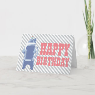 Carte Bleu Grizzly Ours & Bière Joyeux anniversaire