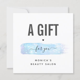 Carte Bleu Iridescente Brush Stroke Logo Beauty Maquilla