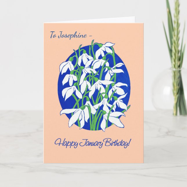 Carte Bleu Janvier Anniversaire (Devant)