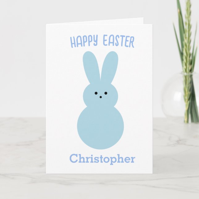 Carte Bleu Joyeux Bunny de Pâques (Devant)