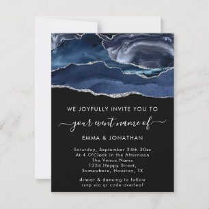 Carte Bleu Marine Noir Argent Gris Bordure Parties scint