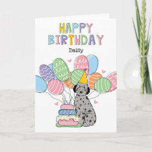 Carte Bleu Merle Aussiedoodle Chien Joyeux Anniversaire