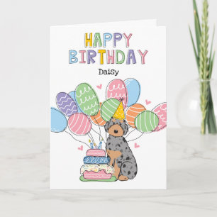 Carte Bleu Merle Tan Aussiedoodle Chien Joyeux Anniversa