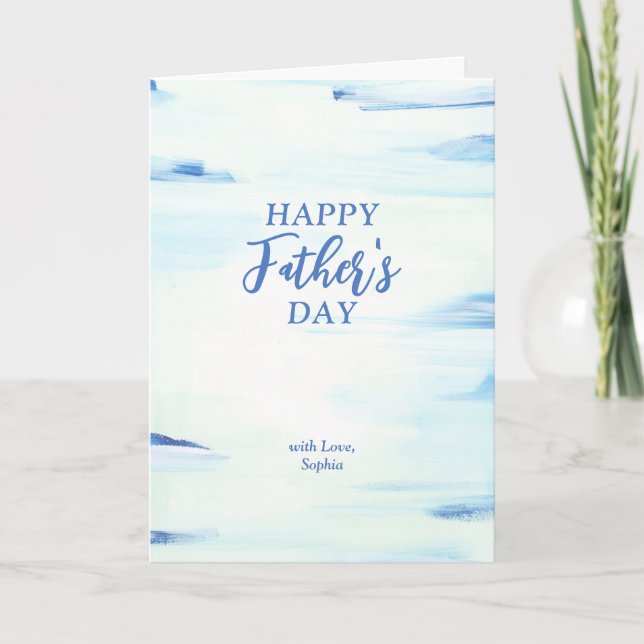 Carte Bleu & Mint | Fête des pères Abstraite Art heureux (Devant)