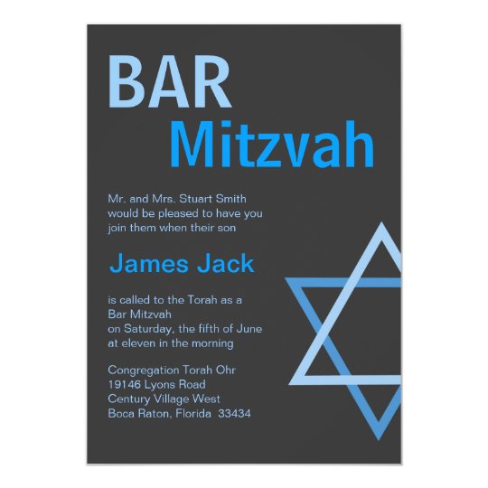 Carte Bleu moderne et gris de Mitzvah Invitiation- de