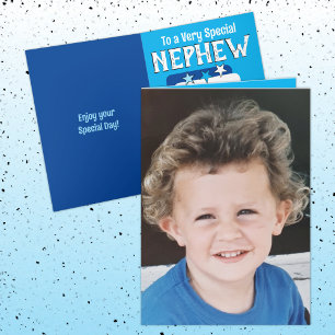 Carte Bleu neveu spécial photo anniversaire