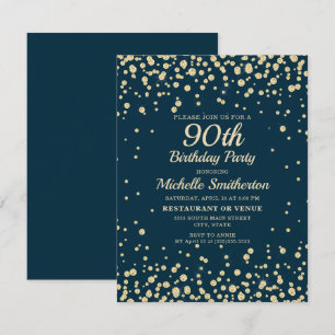 Carte Bleu Nuit Or Diamant Paillettes Femmes 90e Anniver
